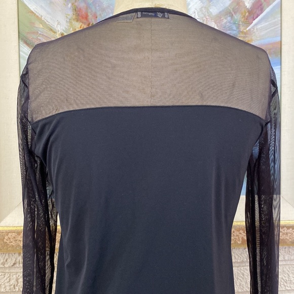 Gioano Sheer Mesh Contrast Pullover Style Knit Top - Picture 5 of 8